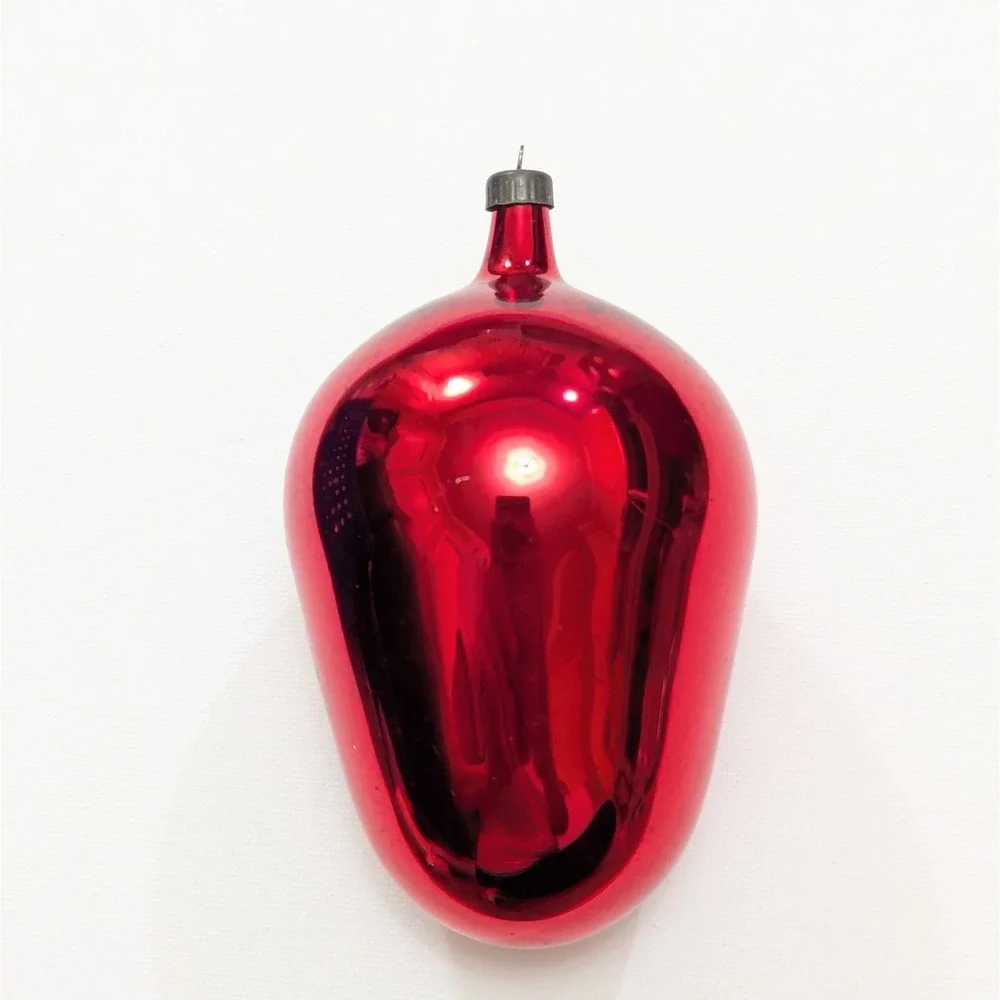 Vtg -Made In Italy on Cap- Red Blown Glass Elongated Bullet Drop 5